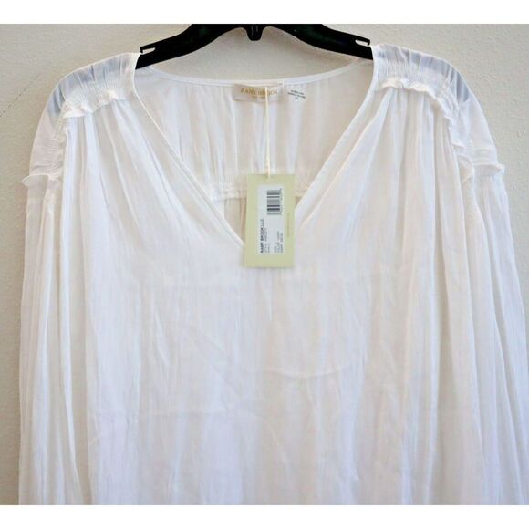 Ramy Brook A0822215 Women's Sz L Ivory Brielle Long Balloon Sleeve Blouse - Picture 5 of 9